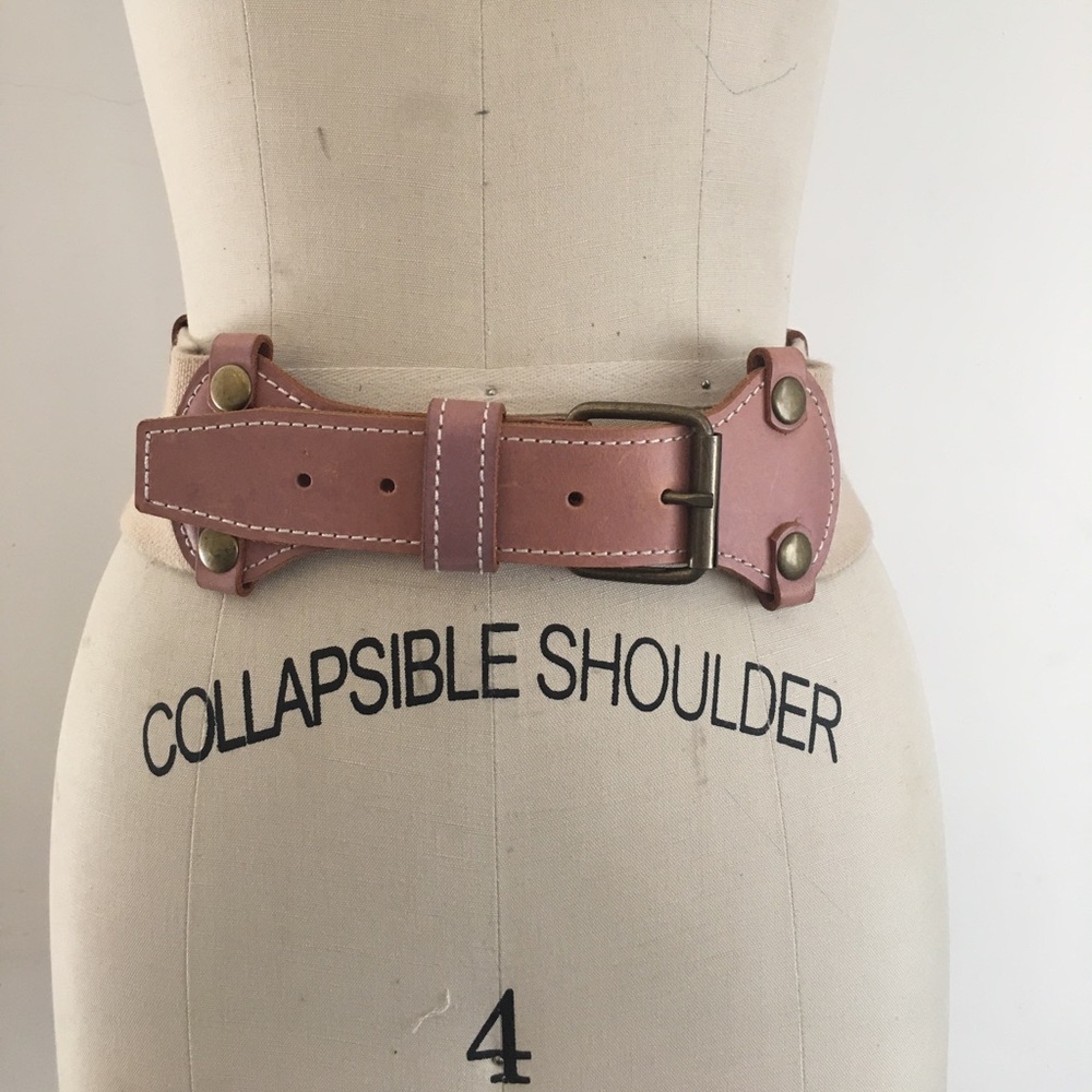 Pink and Tan Elastic Waist Belt